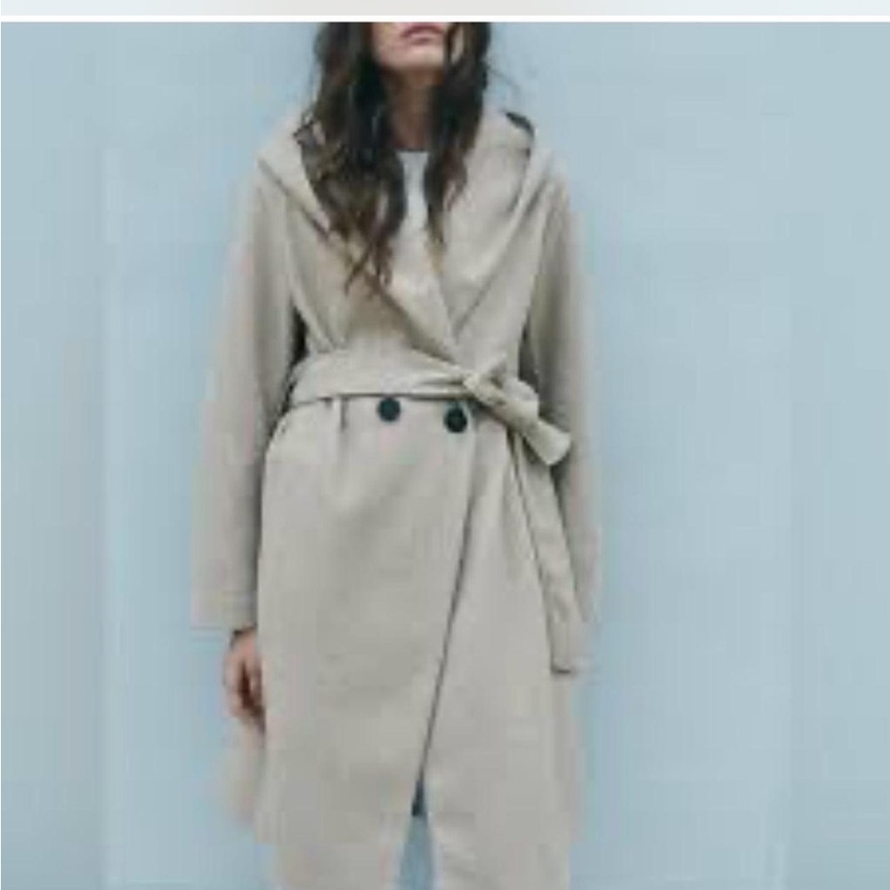 Zara Beige Wrap Pea Coat